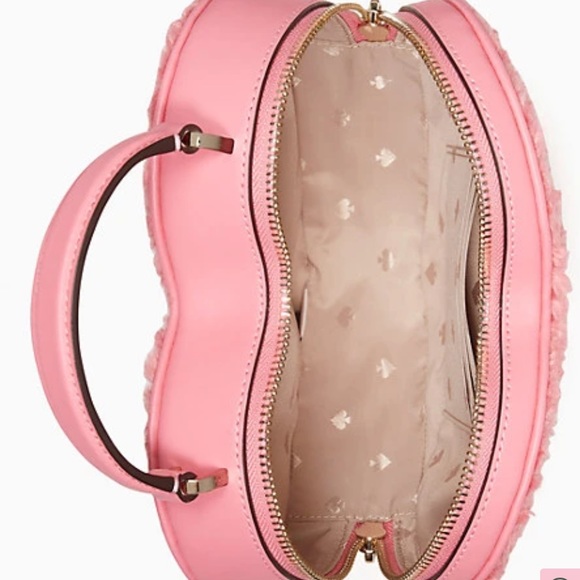 🆕 KATE SPADE | Love Shack Heart Crossbody Pink Pomegranate Faux Fur - Picture 12 of 16